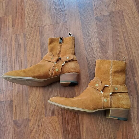 Civil Regime Men’s Tan Leather Suede Chelsea Western Ankle Boots Size 7 Tan New - Picture 13 of 15
